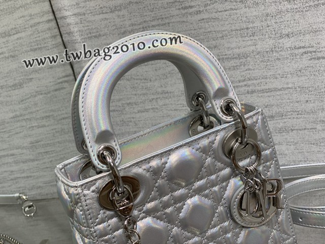 Dior专柜新款Lady女包迪奥顶级原单三格幻彩银Classic Lady戴妃包 djfk1216